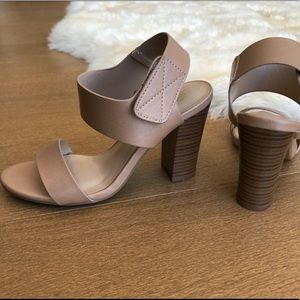 Nude chunky heeled sandals